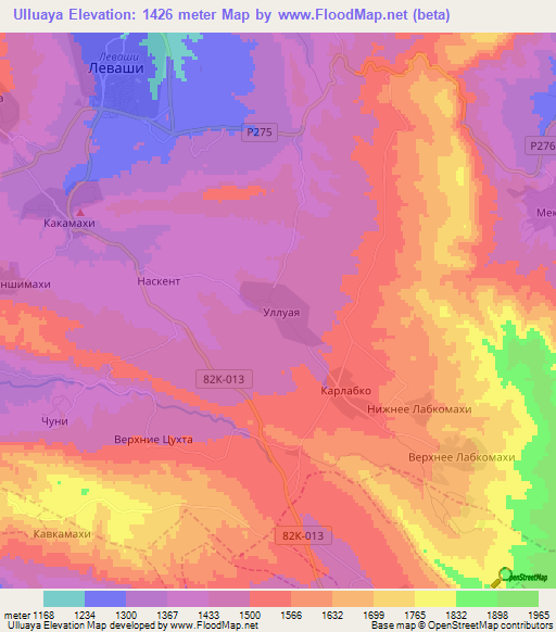 Ulluaya,Russia Elevation Map