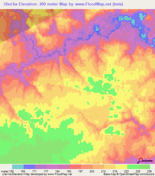 Ulen'ka,Russia Elevation Map