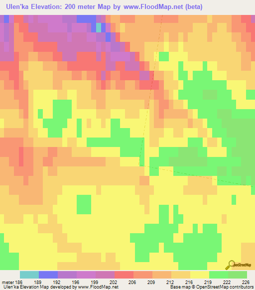 Ulen'ka,Russia Elevation Map