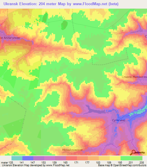 Ukransk,Russia Elevation Map