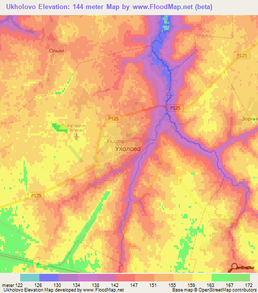 Ukholovo,Russia Elevation Map