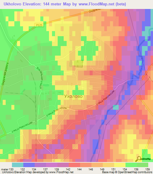 Ukholovo,Russia Elevation Map