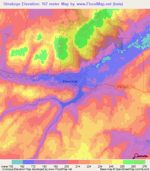 Uinskoye,Russia Elevation Map