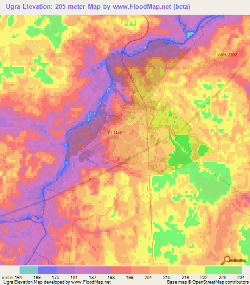 Ugra,Russia Elevation Map