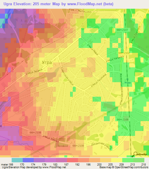 Ugra,Russia Elevation Map