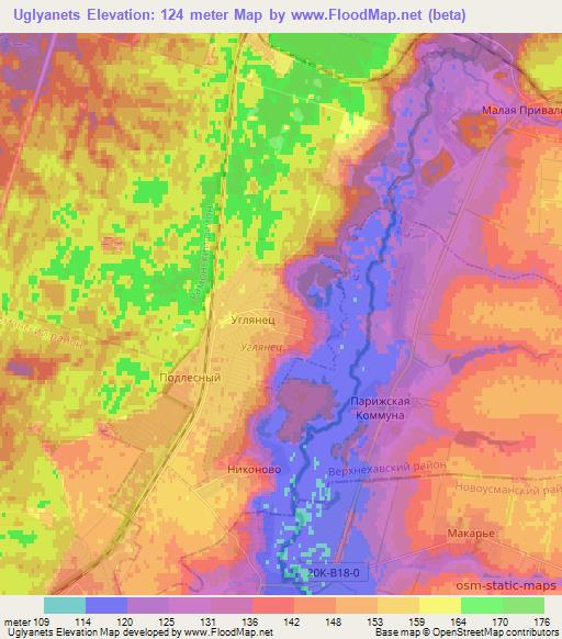 Uglyanets,Russia Elevation Map