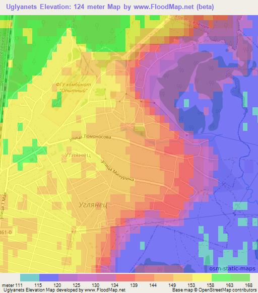 Uglyanets,Russia Elevation Map