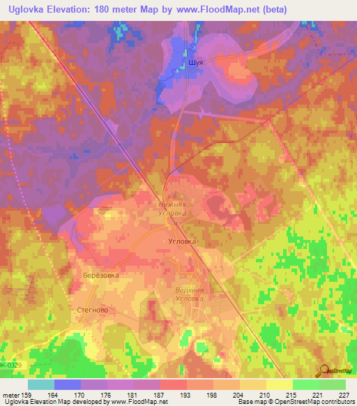 Uglovka,Russia Elevation Map