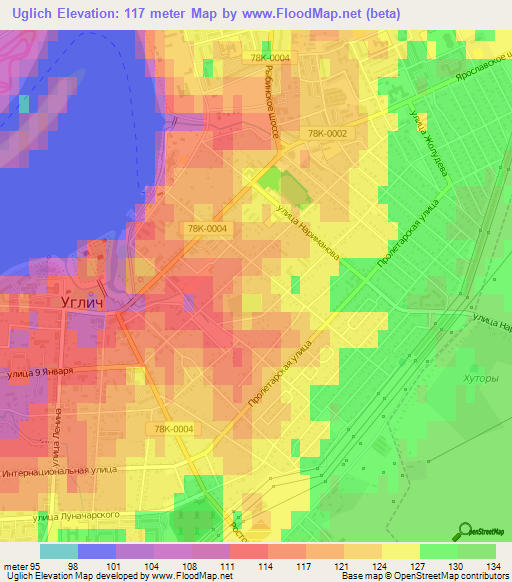 Uglich,Russia Elevation Map