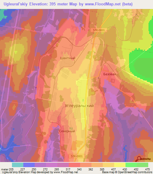 Ugleural'skiy,Russia Elevation Map