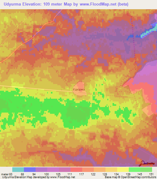 Udyurma,Russia Elevation Map