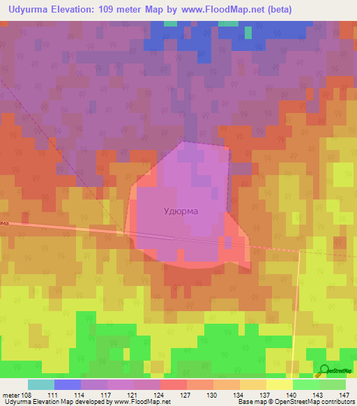 Udyurma,Russia Elevation Map