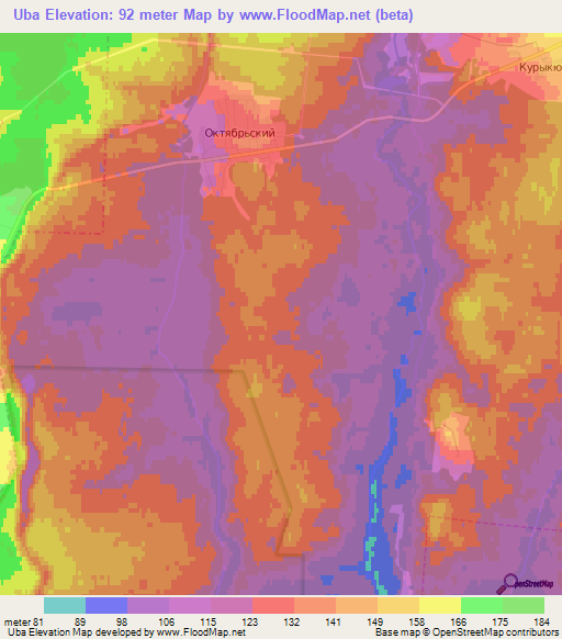 Uba,Russia Elevation Map