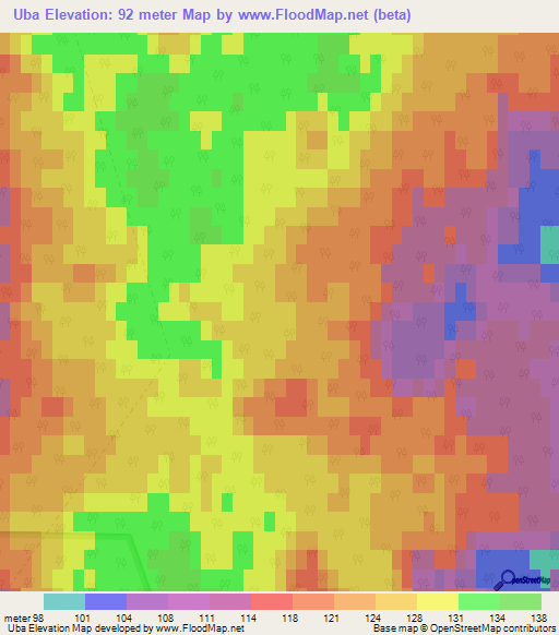 Uba,Russia Elevation Map