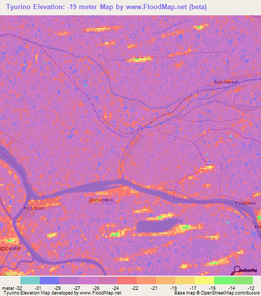 Tyurino,Russia Elevation Map