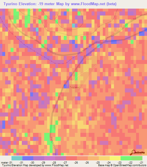 Tyurino,Russia Elevation Map