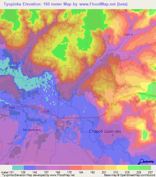 Tyupinka,Russia Elevation Map