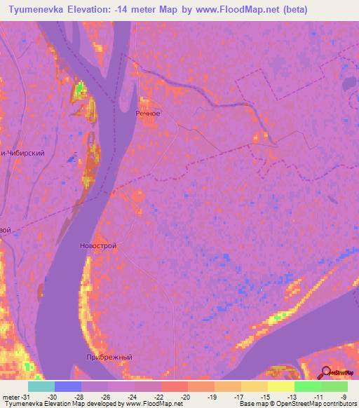 Tyumenevka,Russia Elevation Map