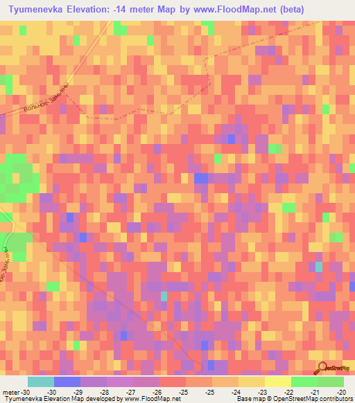 Tyumenevka,Russia Elevation Map