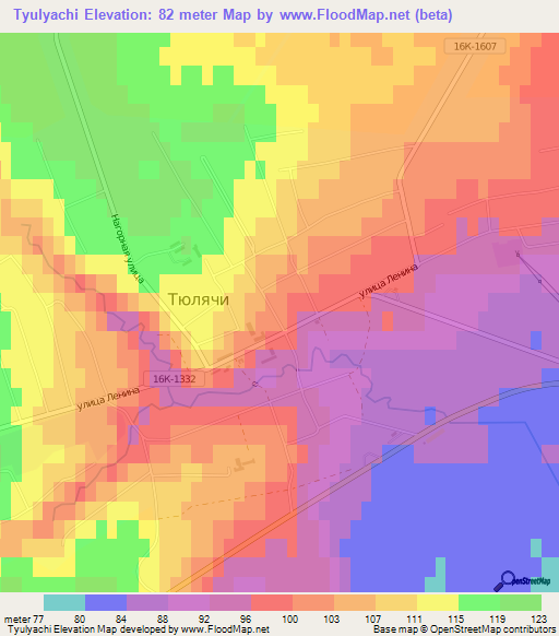 Tyulyachi,Russia Elevation Map