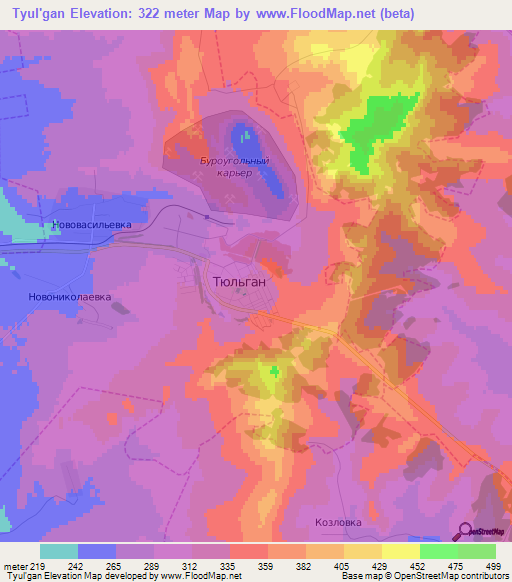 Tyul'gan,Russia Elevation Map