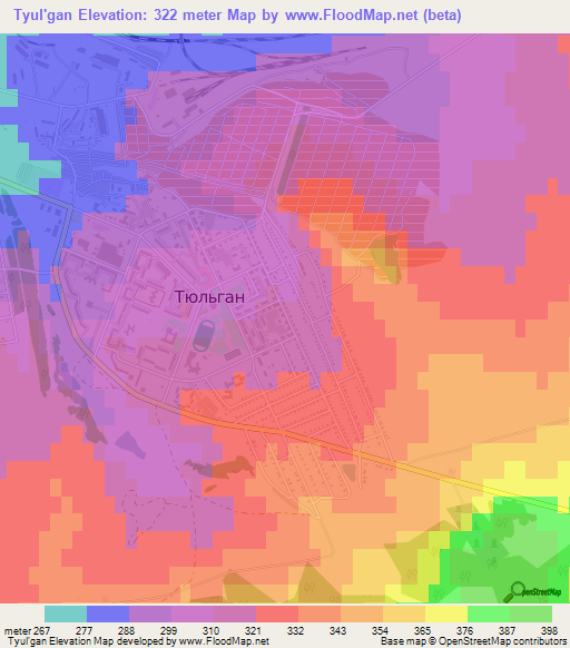 Tyul'gan,Russia Elevation Map