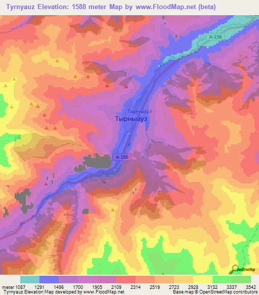 Tyrnyauz,Russia Elevation Map