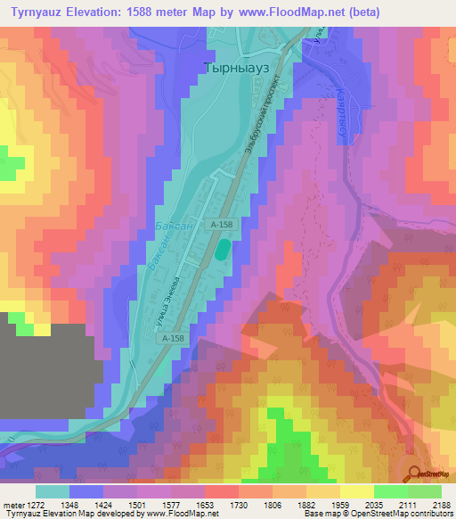 Tyrnyauz,Russia Elevation Map