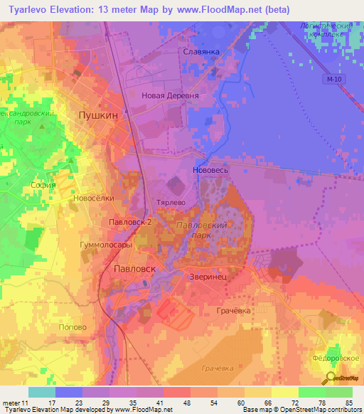 Tyarlevo,Russia Elevation Map