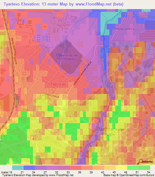 Tyarlevo,Russia Elevation Map