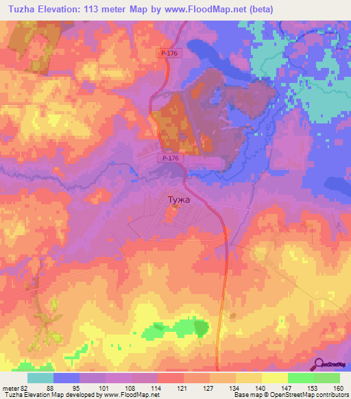 Tuzha,Russia Elevation Map