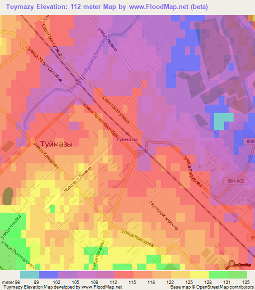 Tuymazy,Russia Elevation Map