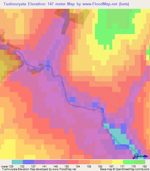 Tushnuryata,Russia Elevation Map