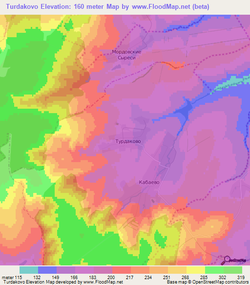 Turdakovo,Russia Elevation Map