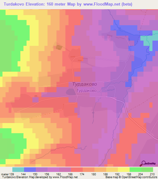 Turdakovo,Russia Elevation Map