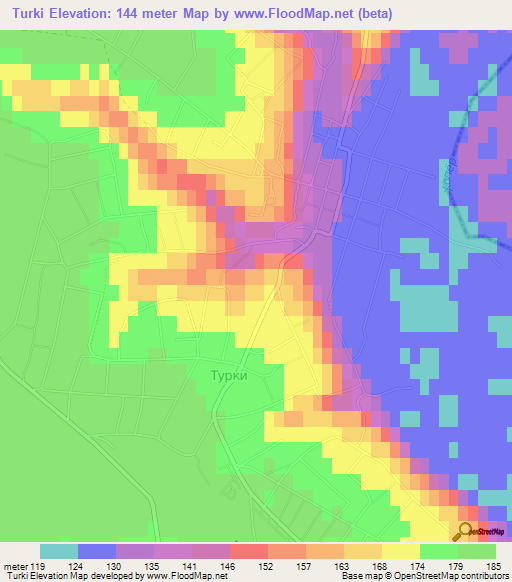 Turki,Russia Elevation Map