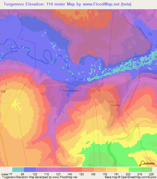 Turgenevo,Russia Elevation Map