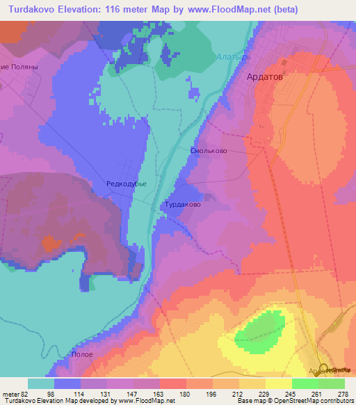 Turdakovo,Russia Elevation Map