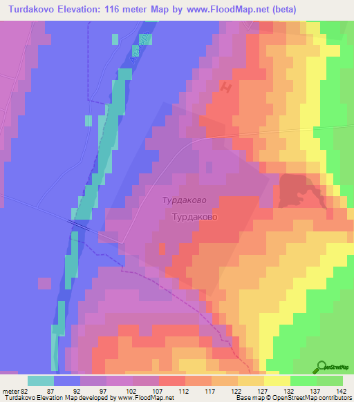 Turdakovo,Russia Elevation Map