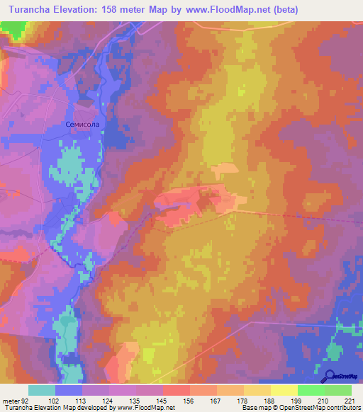 Turancha,Russia Elevation Map