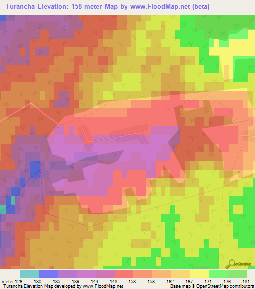 Turancha,Russia Elevation Map