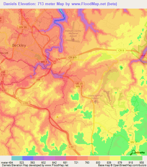 Daniels,US Elevation Map