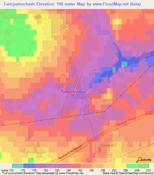 Tum'yumuchash,Russia Elevation Map