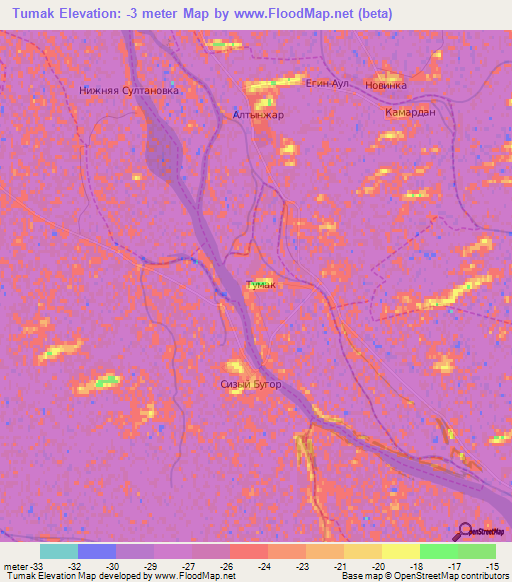 Tumak,Russia Elevation Map