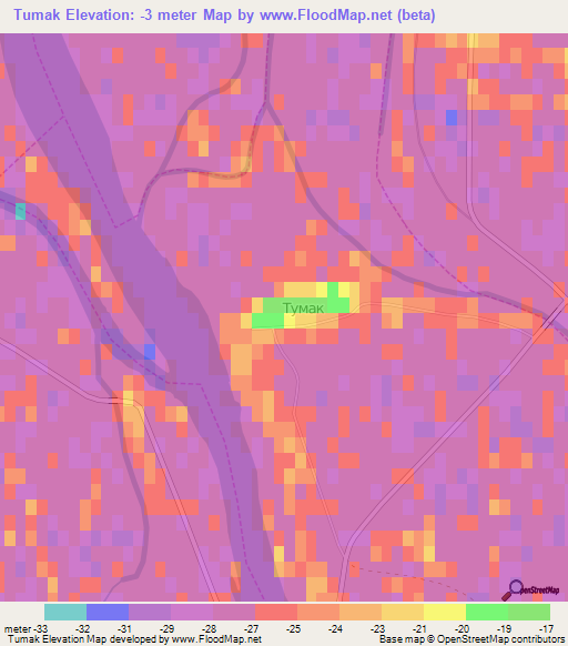 Tumak,Russia Elevation Map