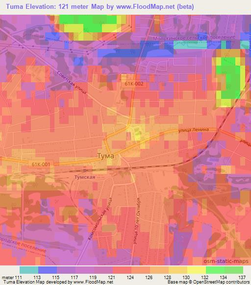 Tuma,Russia Elevation Map