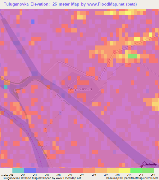 Tuluganovka,Russia Elevation Map