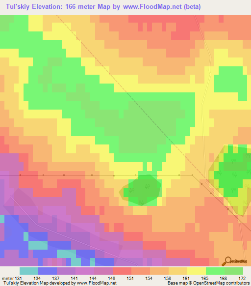 Tul'skiy,Russia Elevation Map