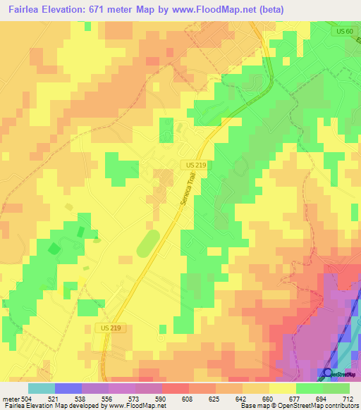 Fairlea,US Elevation Map