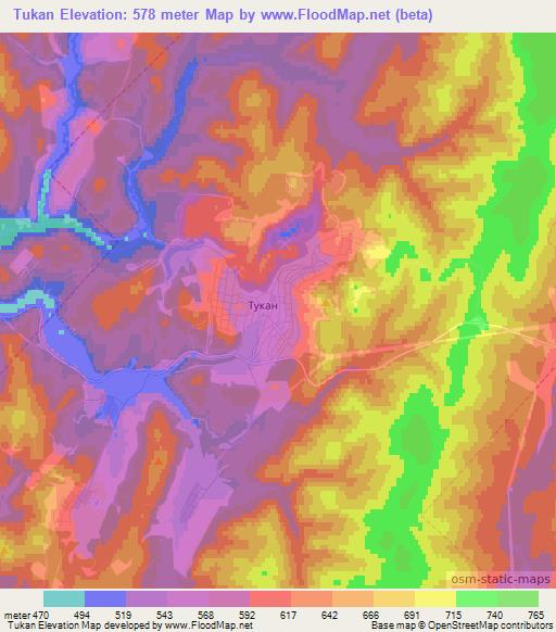 Tukan,Russia Elevation Map